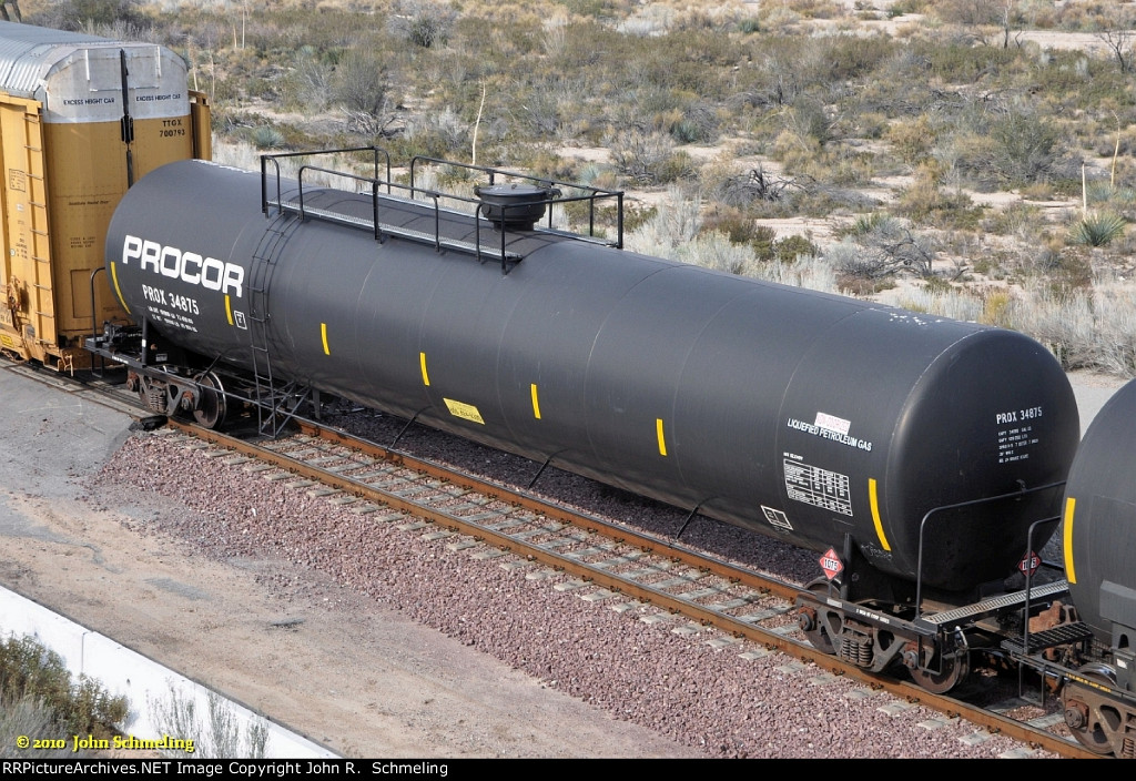 PROX 34875 (Tank Car-LPG) at Alray-Cajon Pass CA. 2/17/2010